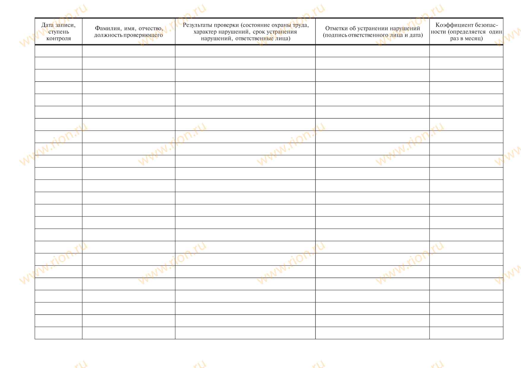 Журнал трехступенчатого контроля за состоянием охраны труда Макет ...
