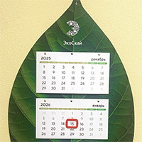 Квартальный календарь в виде листа дерева