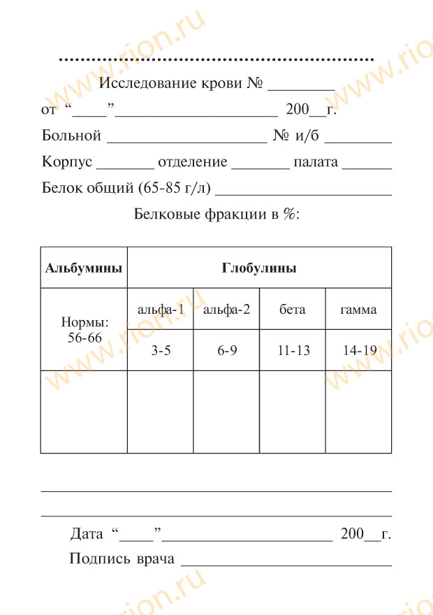 Исследование крови - белковые фракции